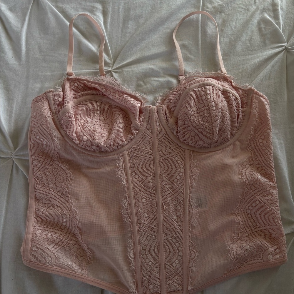 Garage Pink Chrishell Lace Mesh Bustier